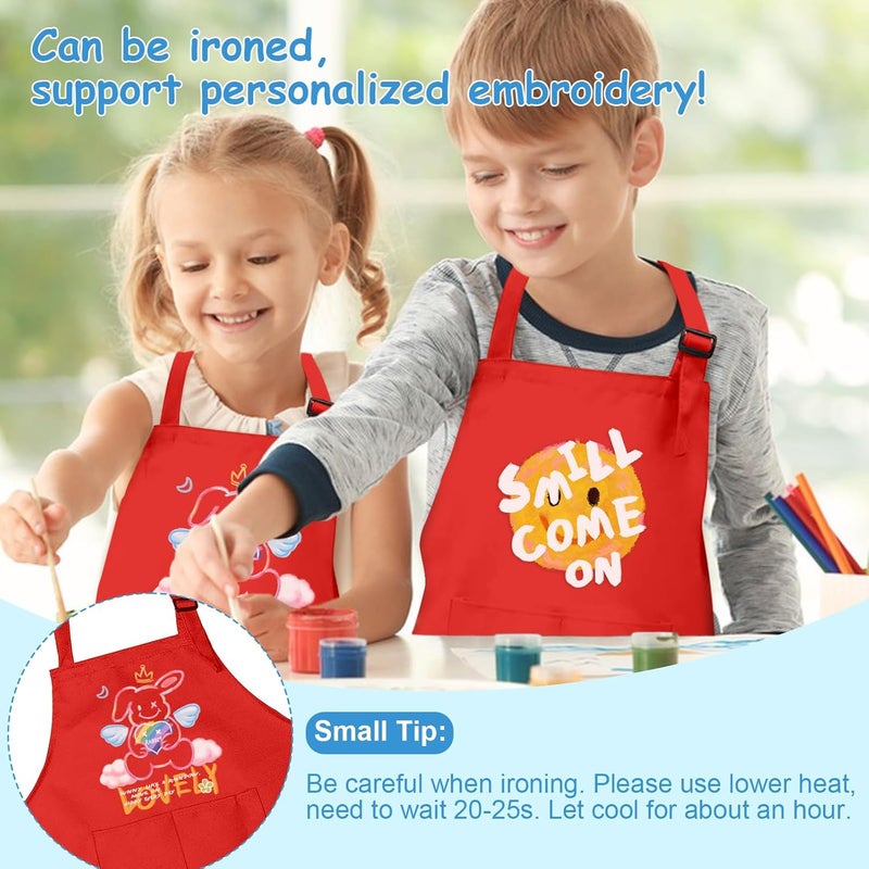 imeago 15 PCS Kids Aprons with Pockets Adjustable Chef Painting Aprons Bulk for Girls Boys Aged 6-13 Cooking Baking Crafting - Image 3